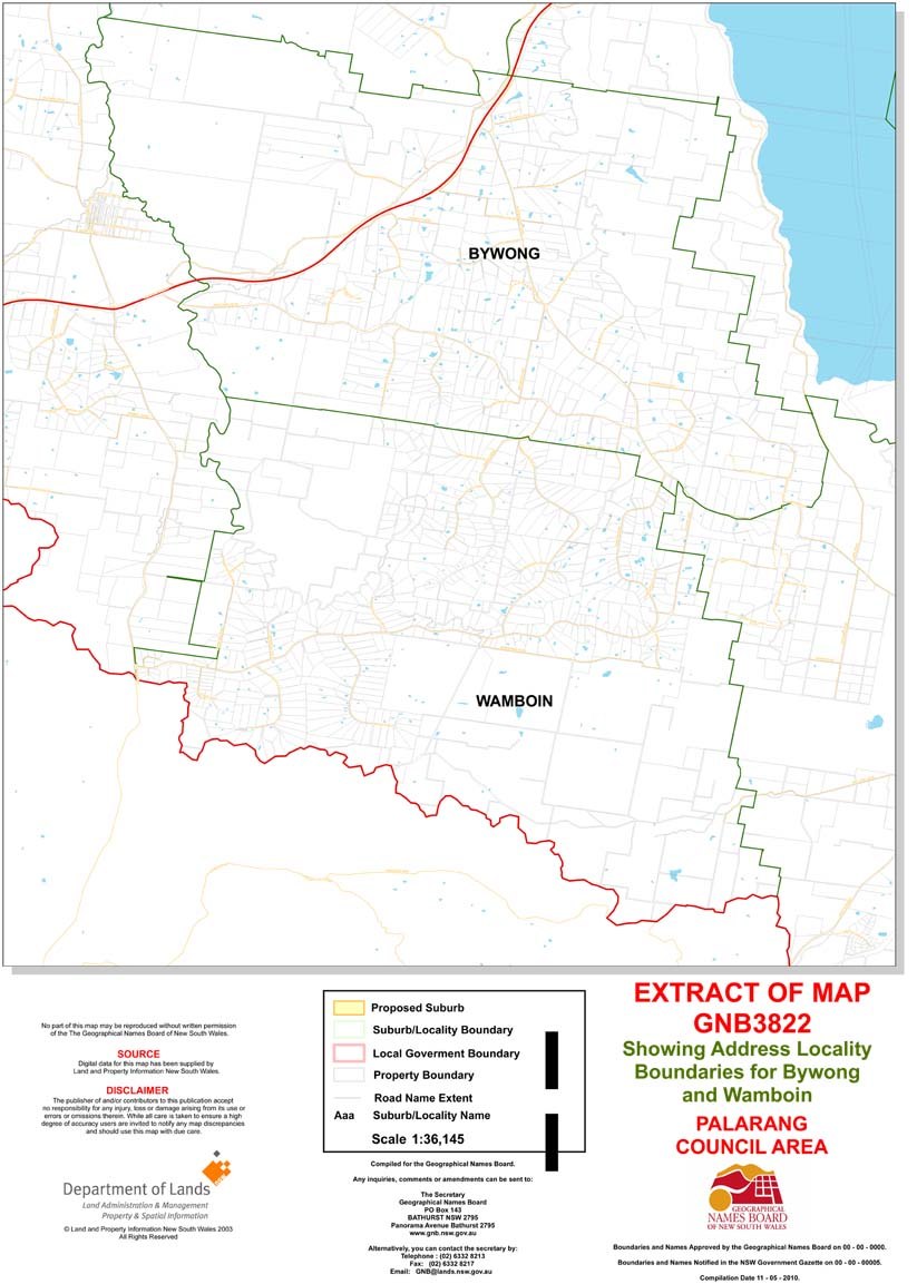 Wamboin & Bywong Locality Boundary Map